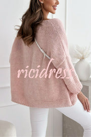 Solid Color Loose V-neck Casual Knitted Sweater