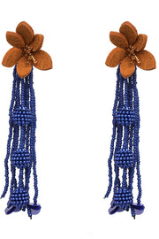 Stylish Floral Tassel Beaded Earrings