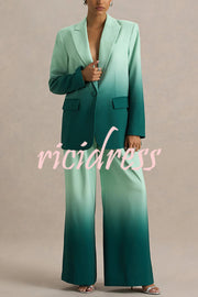 Enya Ombre Print Elastic Waist Pocketed Wide Leg Pants