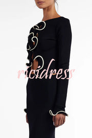Fashion Ruffled Long-sleeved Tie-cropped Knitted Cardigan