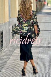 Be A Lover Camouflage Heart Graffiti Detail Lapel Loose Blazer Jacket