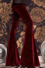 Stylish Velvet High-waisted Draped Casual Flared Pants