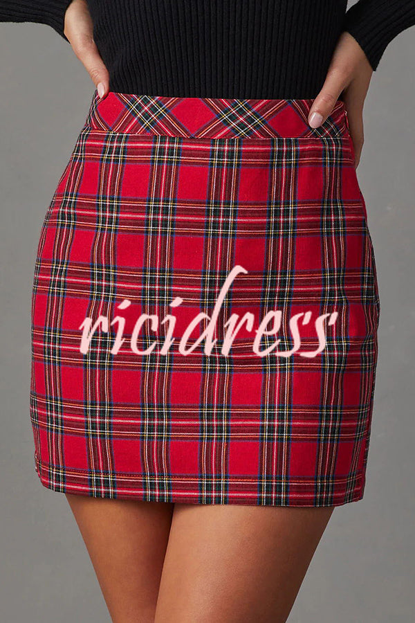 Gift Me Plaid Hidden Zip Structured Waistband Mini Skirt