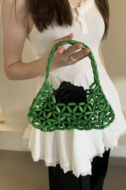 Wood Beaded Cutout Tote Bag