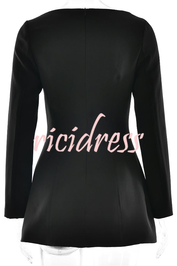 Budding Elegance Bow Detail Boat Neck Long Sleeve Mini Dress