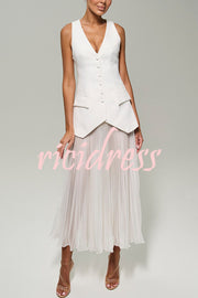 Modern Day Chiffon Pleated High Rise A-line Midi Skirt