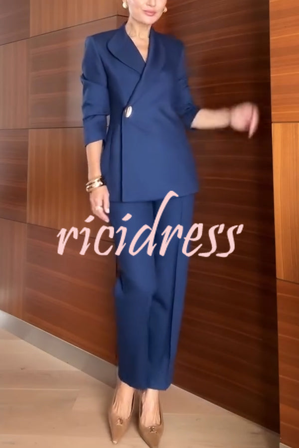 Exquisite and Fashionable Stand Lapel Neck Metal Button Long Sleeve Blazer