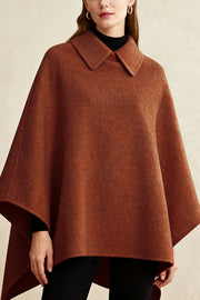 Solid Color Lapel Casual Loose Mid-length Cape Shawl