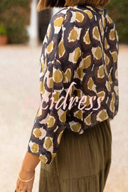 Unique Printed Lapel Button-down Loose Casual Shirt