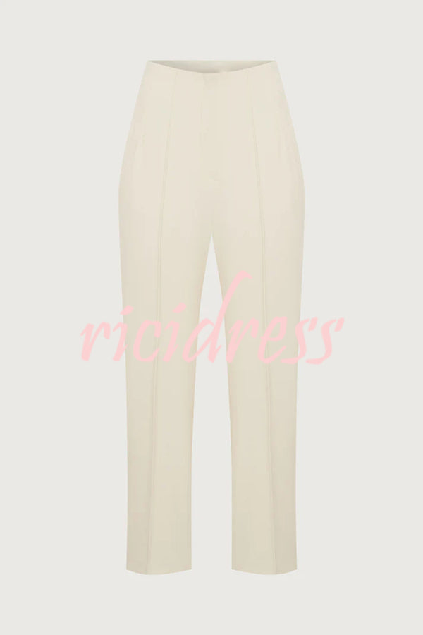 Exquisite and Fashionable High Waist Pocketed Straight Leg Pencil Pants