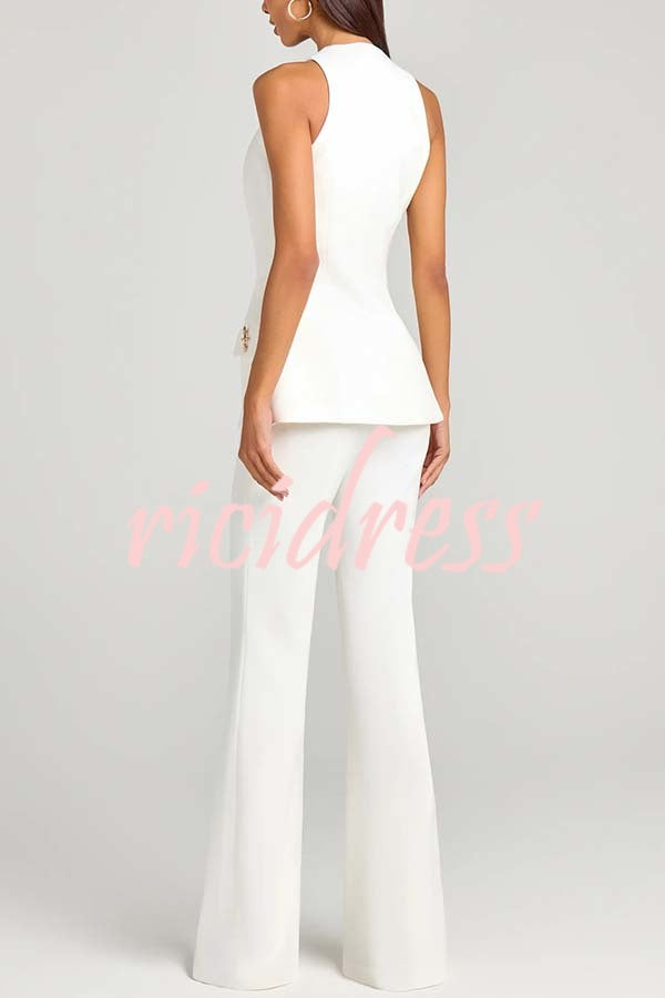 Women Power High Rise Side Zipper Flare Slim Fit Pants
