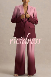 Enya Ombre Print Elastic Waist Pocketed Wide Leg Pants