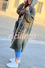 Fashionable and Casual Hooded Zipper Pocket Loose Long Coat