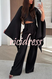 City Atelier Bell Slit Sleeve Top and High Rise Pocket Wide Leg Pants Set