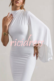 Ready When You Are High Neck One Ruffle Sleeve Maxi Dress