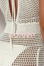 Sexy Sleeveless V-Neck Tie-Back Knit Cover-Up Mini Dress