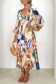 Eclipse Season Printed Long Sleeve Flowy Maxi Dress