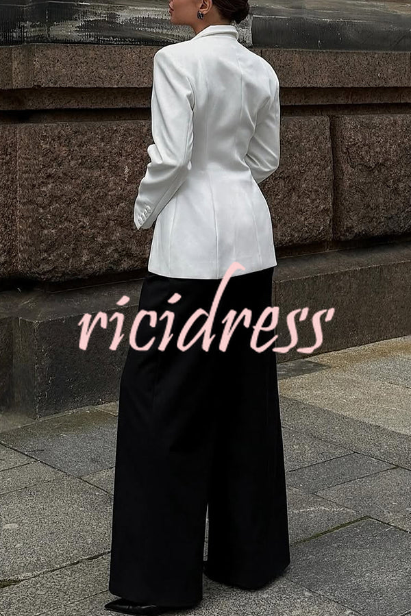 Solid Color Lapel Long Sleeve Casual Button Blazer