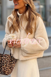 Snuggle Mode Faux Fur Zip Up Long Sleeve Pocket Teddy Jacket