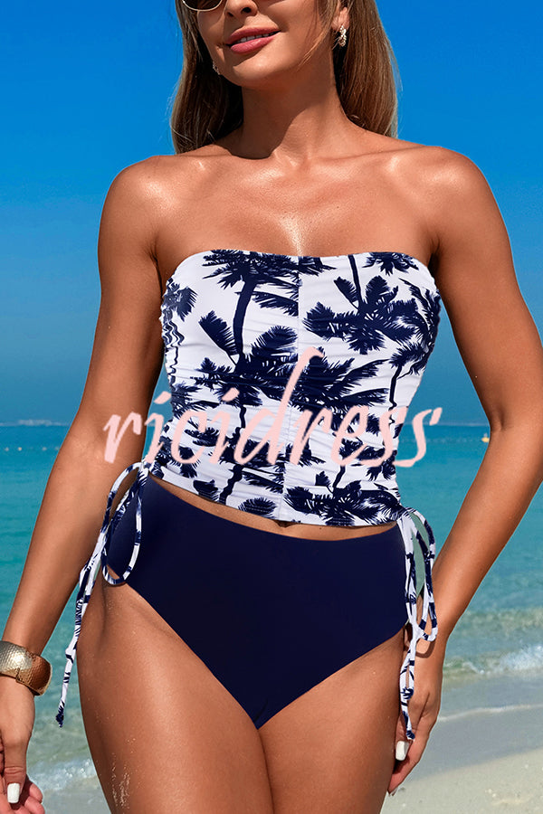 Unique Print High Waist Tie-Stretch Two-Piece Bikini Swimsuit