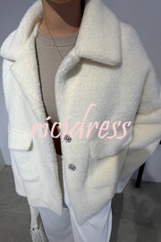 Fashion Lapel Long Sleeve Loose Furry Coat