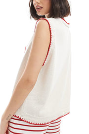 Marine Life Pattern Crew Neck Sleeveless Knit Tank Top