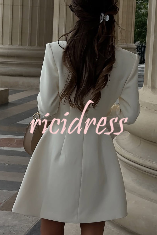 Solid Color Long-sleeved Slim-fit Button-down Casual Mini Dress