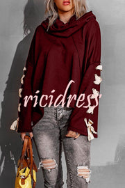 Lace Up Hooded Dolman Sleeve Hoodie