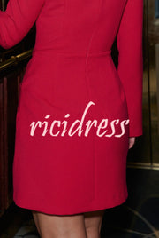 Social Season Square Neck Long Slit Neck Twist Warp Hip Mini Dress