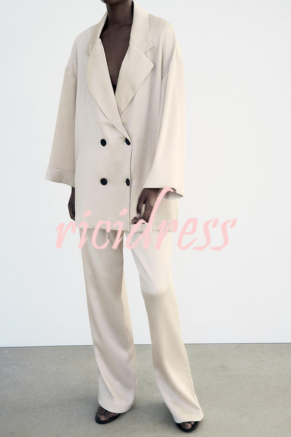 Fashionable Wrinkled Lapel Long-sleeved Loose Blazer