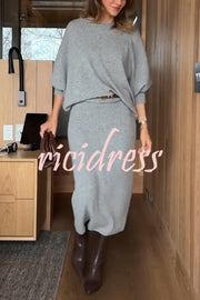 Soft and Warm Cashmere Knit Batwing Sleeve Relaxed Sweater