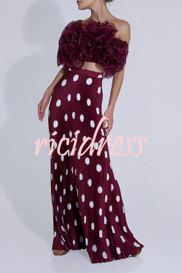 Eye-catching Organza Multi-layer Petal Ruffles Details Strapless Tank