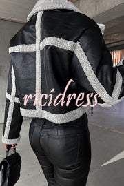 Venezia Leather Plush Lined Buckle Strap Long Sleeve Coat
