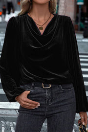 Fashionable Velvet Long-sleeved Loose Casual Top