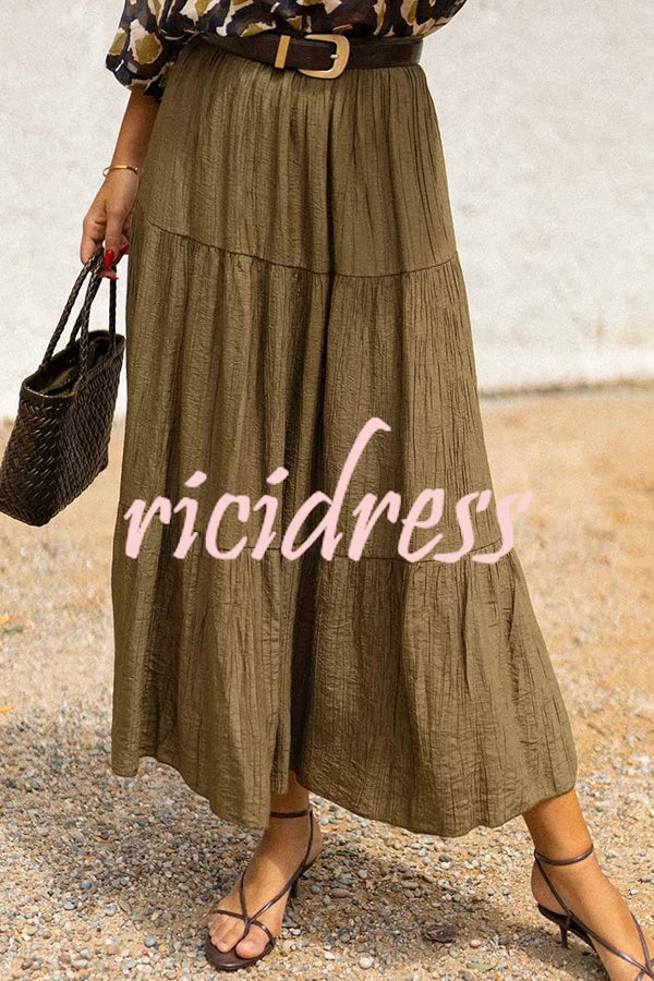 Solid Color Splicing Casual Vacation Maxi Skirt