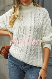 Solid Color Twist Knitted Pullover Knitted Long Sleeved Sweater