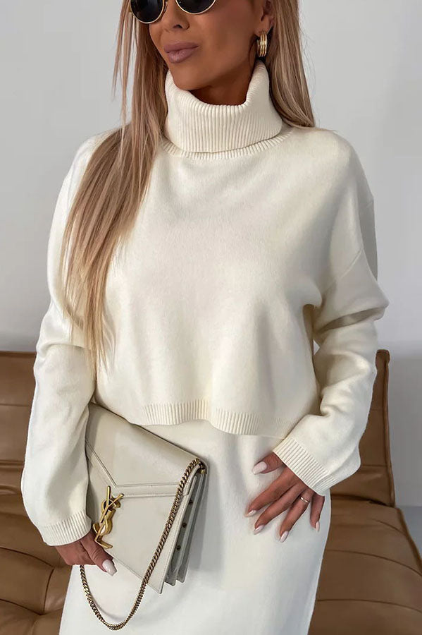Longing for More Knit Turtleneck Pullover Loose Sweater