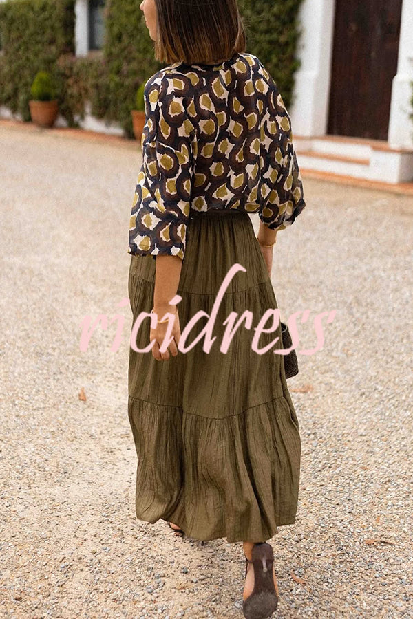 Unique Printed Lapel Button-down Loose Casual Shirt