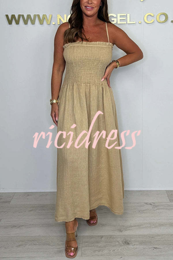 Solid Color Casual Short Jacket and Suspender Pleated Maxi Dress Set
