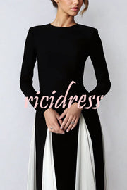 Getting Glam and Elegant Panelled Tulle Long Sleeve A-line Maxi Dress