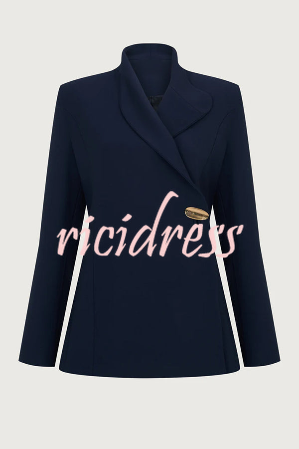 Exquisite and Fashionable Stand Lapel Neck Metal Button Long Sleeve Blazer