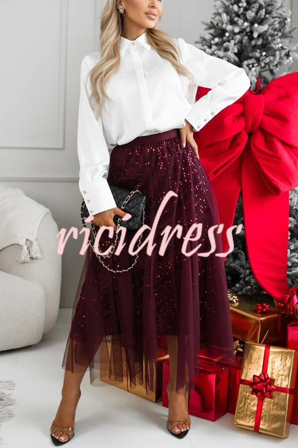 Party Daydream Long Sleeve Diamond Buttons Detail Lapel Blouse