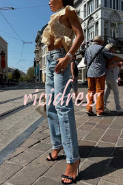 Versatile and Comfortable Denim High Rise Pocketed Straight Jeans