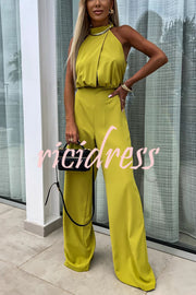 Fashionable Solid Color Sleeveless Hollow Slim Fit Jumpsuit