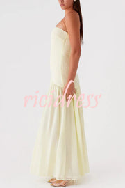 Eden Patchwork Semi-sheer Chiffon Strapless Maxi Dress