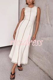 Balance Beauty and Comfort Ribbed Contrast Detail Stretch Maxi Dress