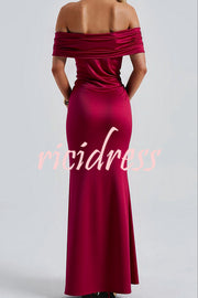 Sexy Off-shoulder Fitted High Slit Elegant Maxi Dress