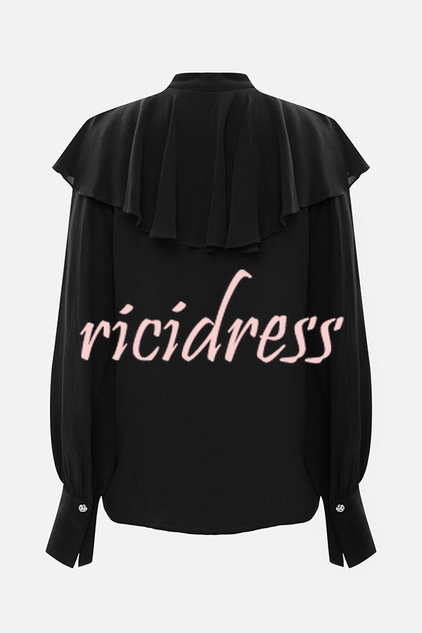 Court-style Draped Ruffled Elegant Chiffon Blouse