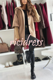 Solid Color Loose Pocket Hooded Long Sleeve Jacket