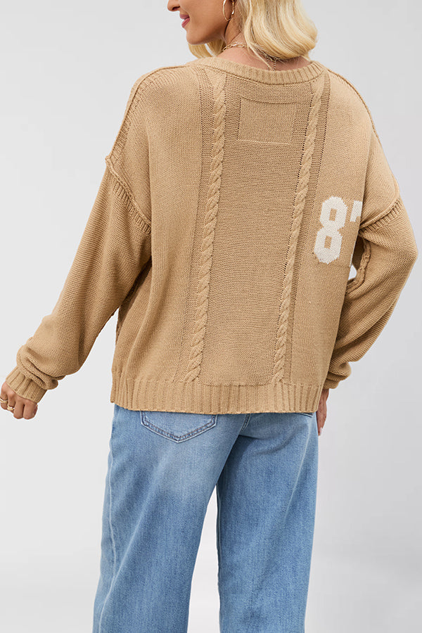 Fashionable Digital Jacquard Loose Long-sleeved Knit Sweater